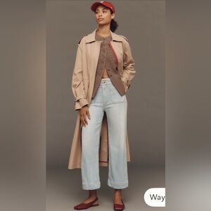 Colette Denim Cropped Wide Leg Jeans by Maeve - size 28 - Korat Wash